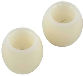 Διακοσμητικό Κερί Led (Σετ 2Τμχ) 79548 Φ6x5cm Με Μπαταρία Beige GloboStar Plastic