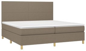 vidaXL Κρεβάτι Boxspring με Στρώμα &amp; LED Taupe 200x200 εκ. Υφασμάτινο