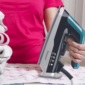 Σίδερο Beper P204CAL200, 2250W, Κεραμική πλάκα, Θερμοστάτης, Φίλτρο, Συνεχής κύκλος, Λευκό/Μπλε-Πράσινο