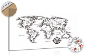 Εικόνα στον παγκόσμιο χάρτη φελλού σε όμορφο σχέδιο - 120x80  color mix