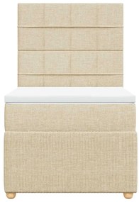 vidaXL Κρεβάτι Boxspring με Στρώμα Κρεμ 90x190 εκ.Υφασμάτινο
