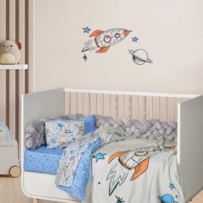 Κουβέρτα Βρεφική Fleece 4912 Blue-Grey-Orange Das Home Αγκαλιάς 80x110cm Πολυέστερ