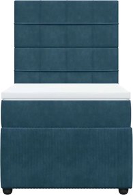 vidaXL Κρεβάτι Boxspring με Στρώμα Μπλε 100x200 εκ. Βελούδινο