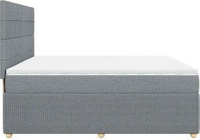 vidaXL Κρεβάτι Boxspring με Στρώμα Ανοιχτό Γκρι 200x200 εκ. Υφασμάτινο