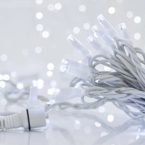 100 Χριστουγεννιάτικα led λαμπάκια σειράς 5mm 230V επέκταση έως 9 με λευκό καλώδιο από καουτσούκ