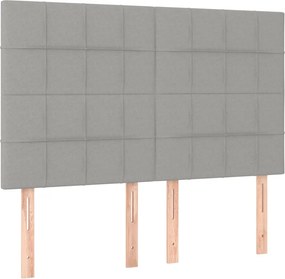 vidaXL Κρεβάτι Boxspring με Στρώμα Ανοιχτό Γκρι 140x200 εκ. Υφασμάτινο