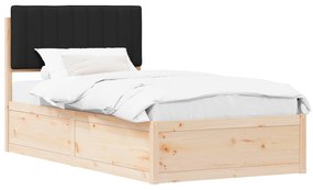 vidaXL Σκελετός Κρεβατιού με Επενδεδυμένο Κεφαλάρι Μαύρο 100 x 200 cm