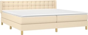 vidaXL Κρεβάτι Boxspring με Στρώμα Κρεμ 180x200 εκ. Υφασμάτινο