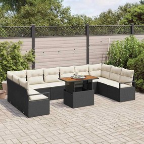 vidaXL Σετ Καναπέ Κήπου 11 pcs Μαύρο, Κρέμα 100 x 55 x 73 εκ