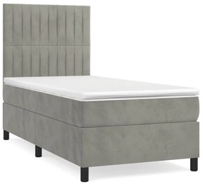 ΚΡΕΒΑΤΙ BOXSPRING ΜΕ ΣΤΡΩΜΑ ΑΝΟΙΧΤΟ ΓΚΡΙ 90X200 ΕΚ. ΒΕΛΟΥΔΙΝΟ 3143121