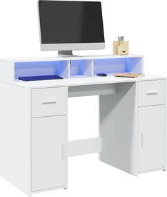 vidaXL Γραφείο με LED Λευκό 120x55x91 εκ. από Επεξεργασμένο Ξύλο
