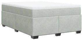 vidaXL Κρεβάτι Boxspring με Στρώμα Ανοιχτό Γκρι 140x190 εκ. Βελούδινο