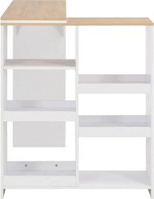 vidaXL Τραπέζι Μπαρ με Κινητό Ράφι Λευκό 138 x 39 x 110 εκ.