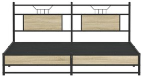 vidaXL Σκελετός Κρεβ. Χωρίς Στρώμα Sonoma Δρυς 183x213 εκ. Μεταλλικό