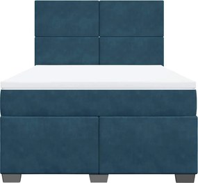 vidaXL Κρεβάτι Boxspring με Στρώμα Μπλε 140x200 εκ. Βελούδινο