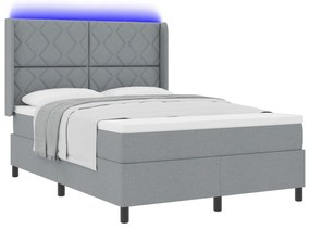 vidaXL Κρεβάτι Box Spring με Στρώμα & LED Φωτισμό Γκρι 160x200 εκ. Ύφασμα