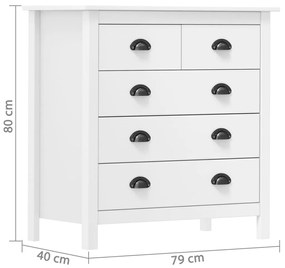 vidaXL Μπουφές Hill Λευκός 79x40x80 εκ. από Μασίφ Ξύλο Πεύκου