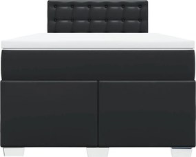 vidaXL Κρεβάτι Boxspring με Στρώμα Μαύρο 120 x 200 εκ. Συνθετικό Δέρμα
