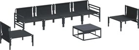 vidaXL Σετ Καναπέ Κήπου με μαξιλάρι 7 pcs Μαύρο Ατσάλι