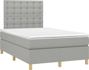 vidaXL Κρεβάτι Boxspring με Στρώμα &amp; LED Αν.Γκρι 120x190εκ. Υφασμάτινο