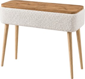 Κονσόλα Luno Megapap ύφασμα teddy χρώμα λευκό - pine oak 90x30x90εκ.