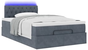 vidaXL Οθωμανικό κρεβάτι με στρώμα & LEDs Σκούρο γκρι 120x190cm Velvet