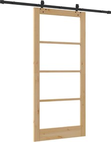 vidaXL Συρόμενη Πόρτα ORKDAL Φυσικό και Μαύρο 93 x 202 cm