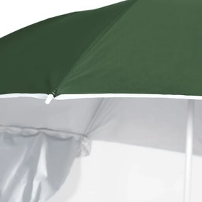 vidaXL Ομπρέλα Θαλάσσης με Πλαϊνά Σκίαστρα Χρώμα Πράσινη 215 εκ.