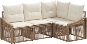 vidaXL Σετ Καναπέ Κήπου 4 pcs Μπεζ συνθετικό ρατάν