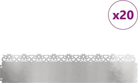 vidaXL Περιγράμματα γκαζόν 20 pcs Ασημί 103 x 0,05 x 22 εκ
