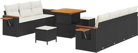 vidaXL Σετ Καναπέ Κήπου 10 pcs Μαύρο συνθετικό ρατάν