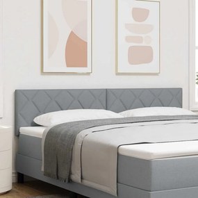 vidaXL LED κεφαλάρι Ανοιχτό γκρι 180 cm ύφασμα