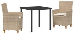 vidaXL 3 Piece Καθιστικό Κήπου με Μαξιλάρια Μπεζ Πολυ Ράταν