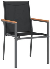 vidaXL Σέτ φαγητού για κήπο 3 pcs Μαύρο Textilene και ατσάλι