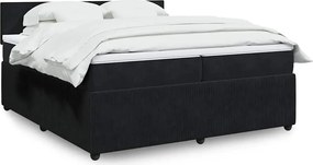 vidaXL Κρεβάτι Boxspring με Στρώμα Μαύρο 200x200 εκ. Βελούδινο