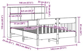 ΣΚΕΛΕΤΟΣ ΚΡΕΒΑΤΙΟΥ ΧΩΡΙΣ ΣΤΡΩΜΑ 140X200 ΕΚ ΜΑΣΙΦ ΞΥΛΟ ΠΕΥΚΟΥ 3323221