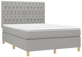 ΚΡΕΒΑΤΙ BOXSPRING ΜΕ ΣΤΡΩΜΑ ΑΝΟΙΧΤΟ ΓΚΡΙ 140X190 ΕΚ. ΥΦΑΣΜΑΤΙΝΟ 3142569