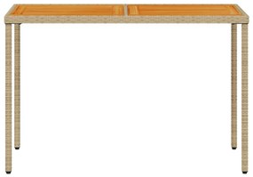Τραπέζι Κήπου Επιφάνεια Ακακίας Μπεζ 115x54x74 εκ. Συνθ. Ρατάν - Μπεζ