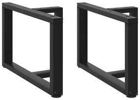 Πόδια Τραπεζιού Σαλονιού σε Σχήμα Τ, 2 τεμ. Μαύρο 60x25x(42-43) εκ. Ατσάλι