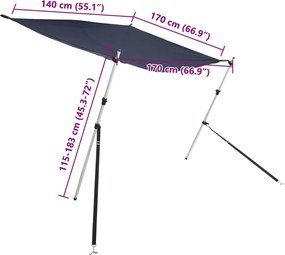 vidaXL Επέκταση Σκιάστρου Σχήμα Τ Μπλε 170x170x(115-183) εκ.