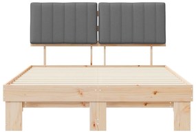 vidaXL Σκελετός Κρεβατιού με Επενδεδυμένο Κεφαλάρι Ανοιχτό γκρι