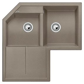 Blanco Metra 9 E Tartufo SILGRANIT™ PuraDur™ Γρανιτένιος Νεροχύτης Ένθετος Γωνιακός με 2 Γούρνες και Ποδιά 83x83cm