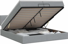 vidaXL Κρεβάτι Ottoman με στρώμα Ανοιχτό γκρι 200 x 200 cm Ύφασμα