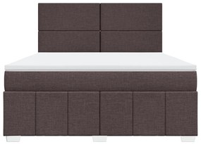 vidaXL Κρεβάτι Boxspring με Στρώμα Σκούρο Καφέ 180x200 εκ Υφασμάτινο