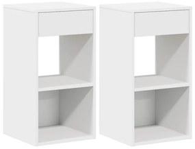 vidaXL Κομοδίνα με συρτάρι 2 τεμάχια Λευκό 35x34x66,5 cm