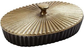 Διακοσμητικό Δοχείο Με Καπάκι DEP128 25,5x17,5x8cm Grey-Gold Espiel Αλουμίνιο