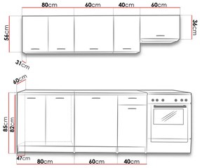 Σύνθεση κουζίνας Mela-Μήκος: 240 εκ.-Drus