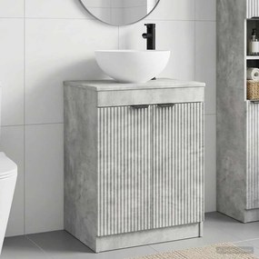 vidaXL Σετ Επίπλων Μπάνιου Γκρι Σκυροδέματος Επεξεργασμένο Ξύλο