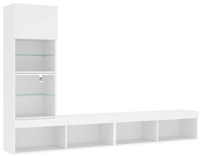 vidaXL Έπιπλα Τοίχου Τηλεόρασης 4 τεμ LED Λευκά από Επεξεργασμένο Ξύλο