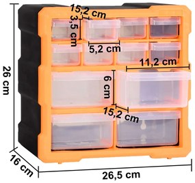 Κουτιά Αποθήκευσης 2 τεμ. με 12 Συρτάρια 26,5 x 16 x 26 εκ. - Πορτοκαλί